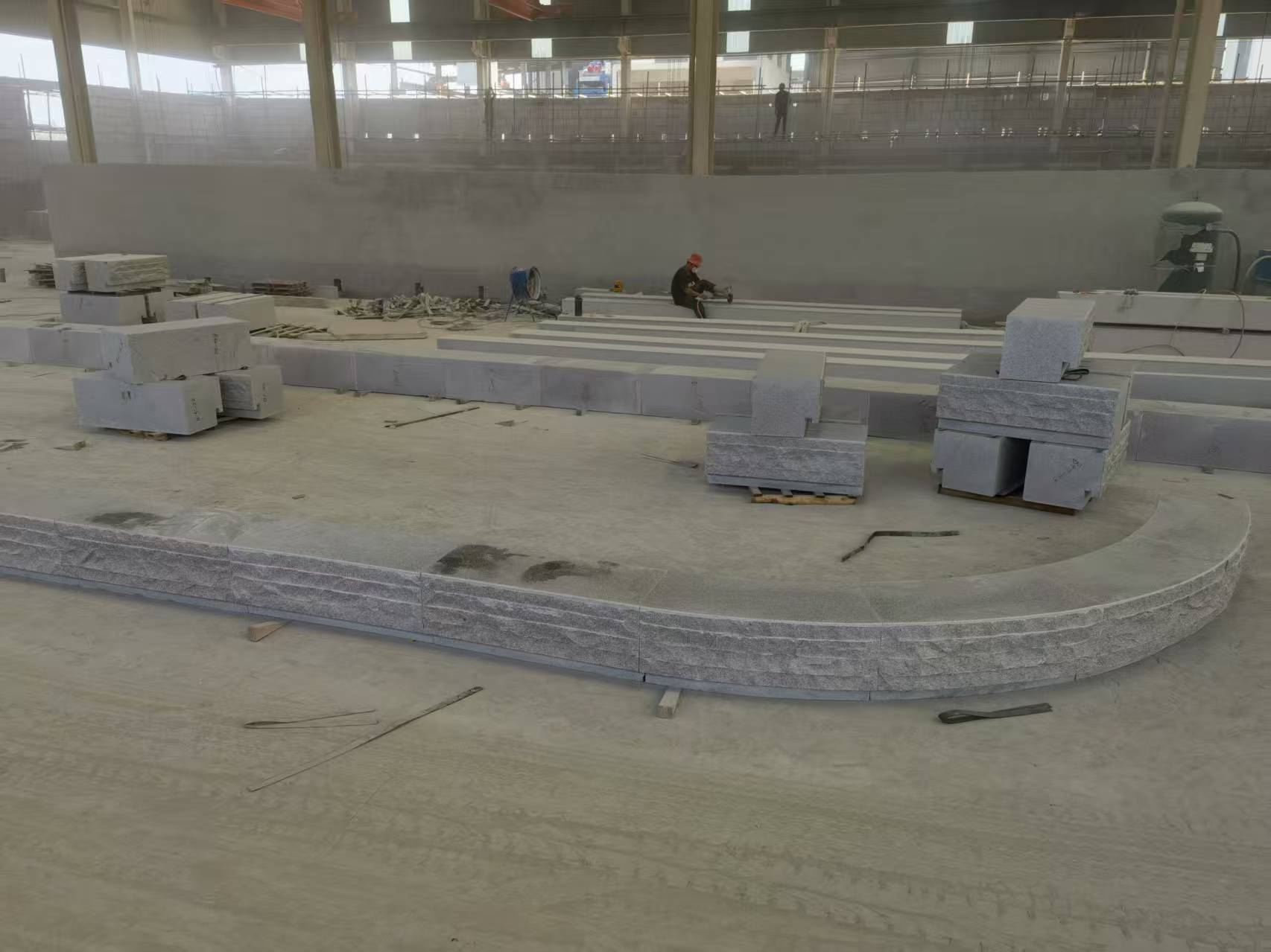 哈尔滨 芝麻白整石坐凳（光面+自然面）